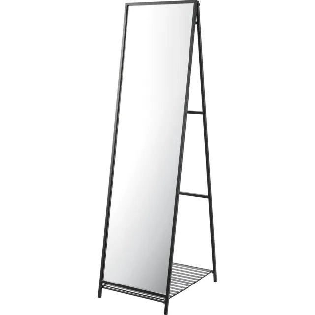 en.casa Spiegel vrijstaand Ruffano met plank 160x44x59,5 cm zwart