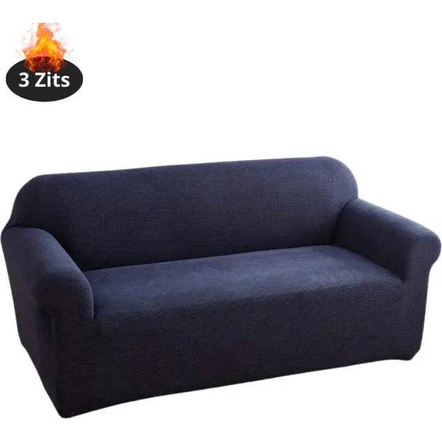 Livano Bankhoes - Bankbeschermer - Stretch - Sofa Cover - Effen - Marineblauw - 3 Zits