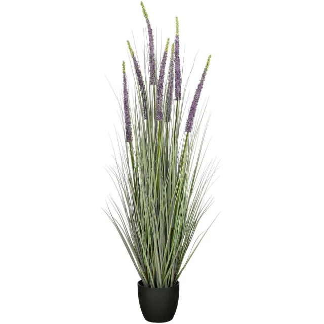 Mica Decorations Eremurus – Kunstgras in Pot – Realistische Nepplant Woondecoratie – Kunstplanten voor Binnen en Buiten – H140 x Ø45 cm – Groen, Paars