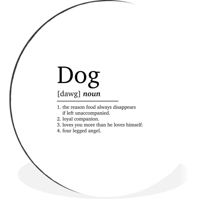 WallCircle Wandcirkel - Muurcirkel - Spreuken - Dog - Woordenboek - Hond definitie - Dieren - Quotes - Aluminium - Dibond - 60x60 cm - Binnen en Buiten Multicolor