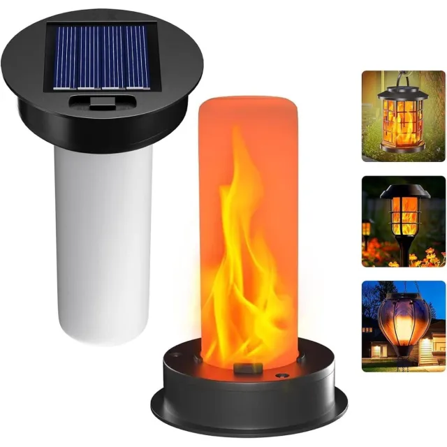 longziming Vervangende lamp op zonne-energie - Set van 2 - 7 cm - Vervangend Zonnelaadpaneel voor Solarlantaarns - Bovenkant voor Solar Tuinverlichting met Vlameffect - Onderdelen voor Buitenverlichting