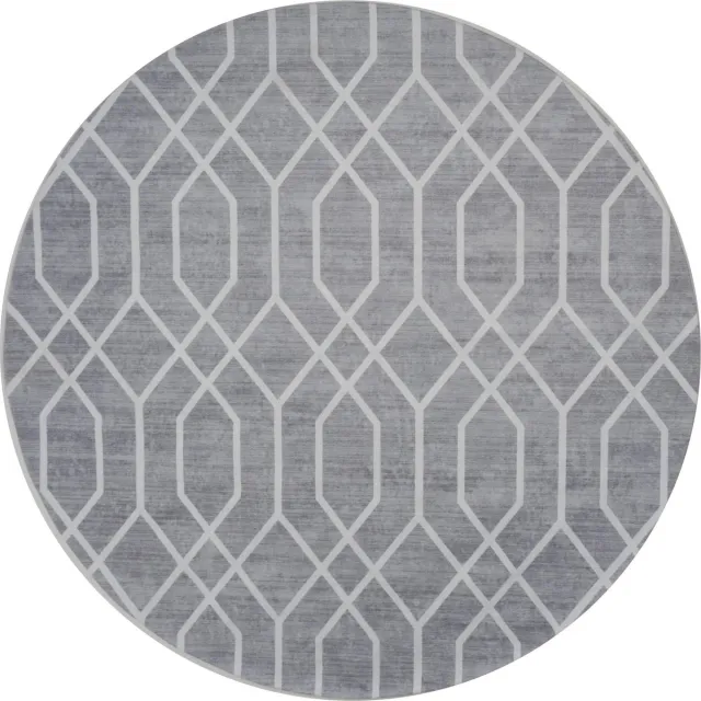 Veer Carpets Vloerkleed Pattern Rond Grijs ø200 cm - Laagpolig Vloerkleed – Grafisch / Modern Design