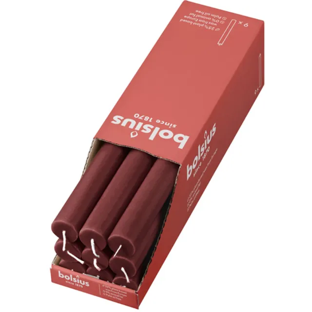 Bolsius Rustiek tafelkaars Velvet Red 9x rood