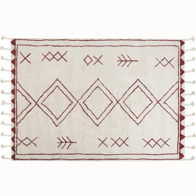 Beliani KENITRA - Laagpolig vloerkleed - Gebroken wit - 160 x 230 cm - Katoen