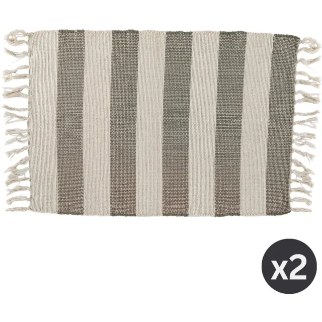 Tiseco Gestreept tapijt IVAR met franjes - SET/2 – 50x80 cm, groen OLIVE GREEN