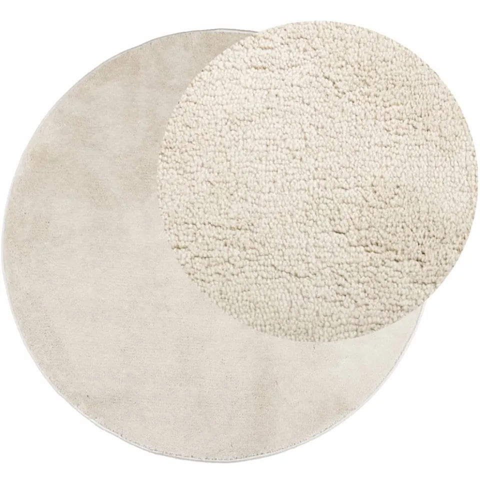 vidaXL Vloerkleed OVIEDO laagpolig Ø 160 cm beige