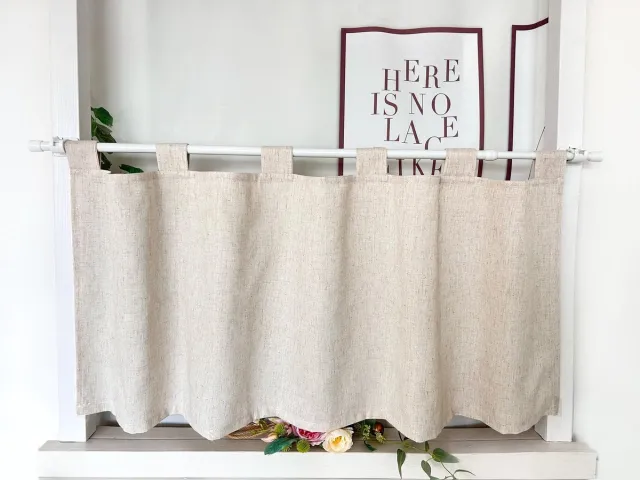Unyqoos Korte ondoorzichtige linnenlook gordijnen met lussen voor privacy en stijl beige