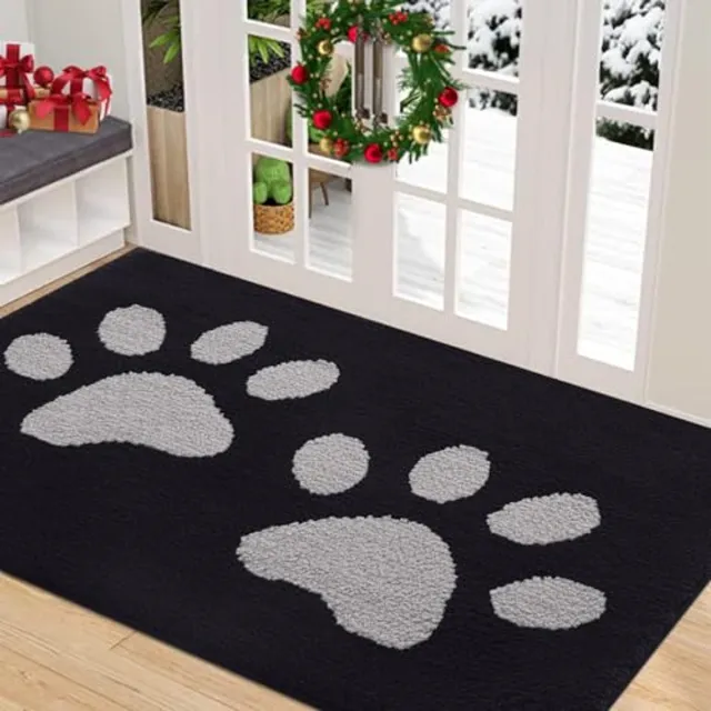Homaxy Deurmat Binnen - Anti slip Deurmat - Schoonloopmat - Droogloopmat voor binnen - 80x120 - zwart met grijs