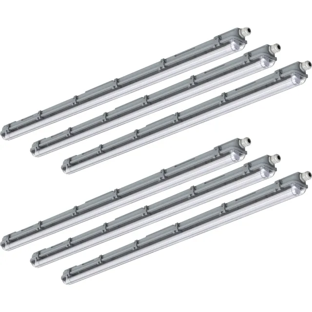 LED's light by Shada FastFix LED TL Armaturen 120 cm incl. LED TL lampen - Geschikt voor alle ruimtes - 6 stuks - Tl-buizen - Tl-armaturen - Tl-verlichting Grijs