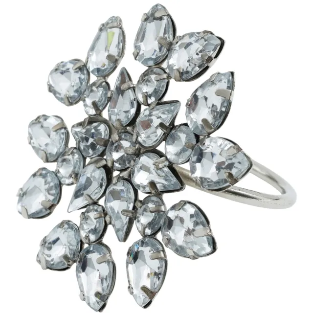 PTMD Luxury Living | Set van 4 Servetringen Steinar | Bloemvorm | Metaal Zilverkleurig – Ø7 cm | Elegante Tafeldecoratie