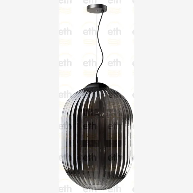 Expo Trading ETH Hanglamp Glamm L 40 cm Smoke Glass Ribbel / Zwart