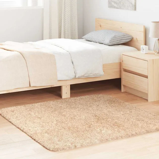 vidaXL Hoogpolig vloerkleed NAVARRA 120x120 cm polyester beige, foto 2