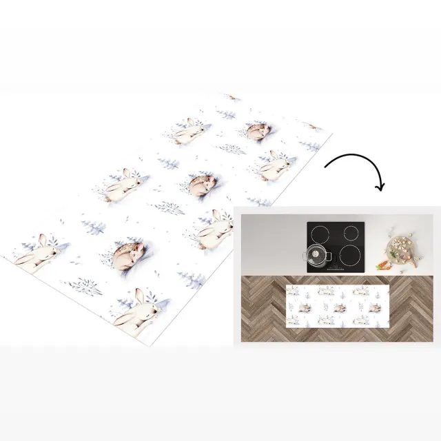 KitchenYeah Keukenloper - Loper keuken - Winter - Dieren - Patroon - Keukenloper vinyl Multicolor