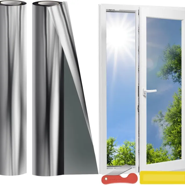 Lexium Store Lexium Privacy Folie Raam - spiegelfolie raamfolie - Raamfolie - Folie Raam - Transparant - Zichtwerend - Anti Inkijk Raamfolie zilver