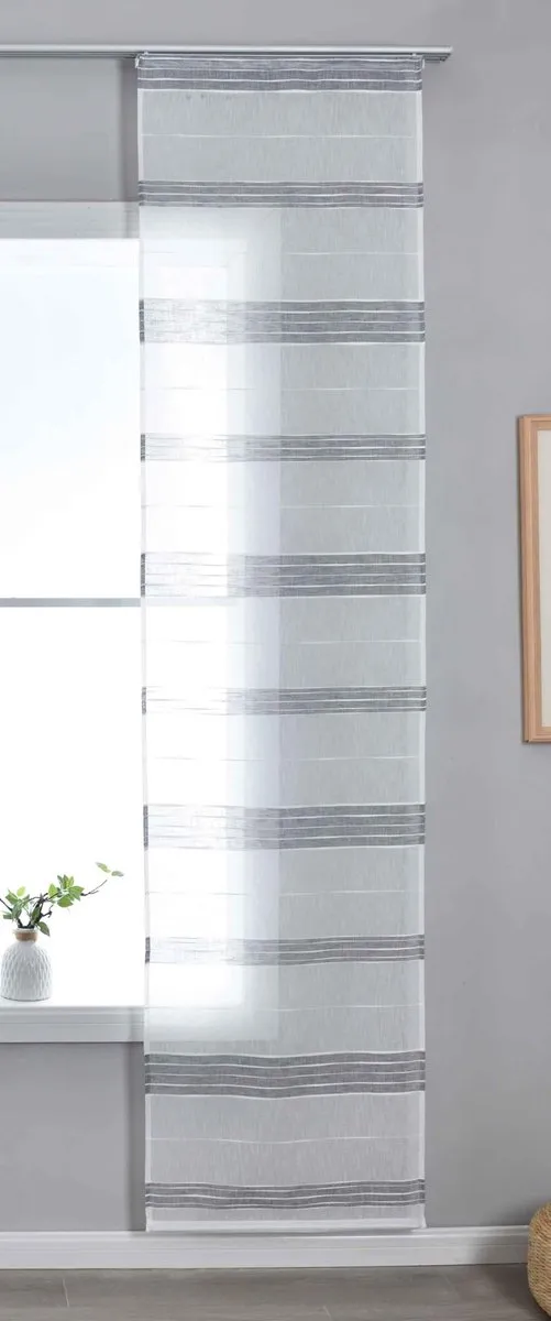 Ibenzoa Grijs Schuifgordijn met Linnenbinding en Lijnpatroon voor Elegante Ruimtes