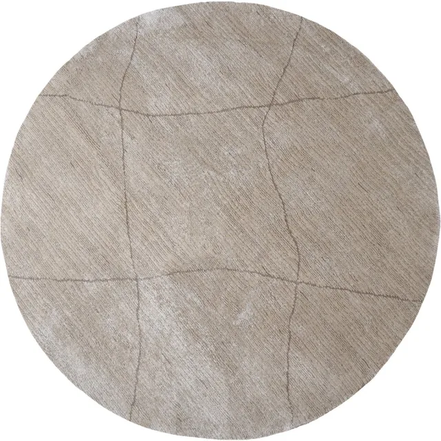 Veer Carpets Vloerkleed Nica 1606 Beige - Rond ø160 cm - Laagpolig Design Vloerkleed met Kruispatroon in Scandinavische / Japandi Stijl