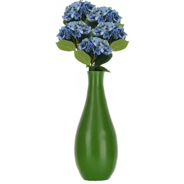CHAKS Kunstbloem Hortensia tak - 5x - blauw - 35 cm - losse steel - Kunst zijdebloemen