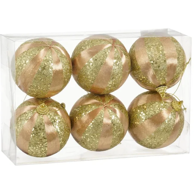 Mica Decorations Kerstballen onbreekbaar goud - 6 stuks (ø8cm)