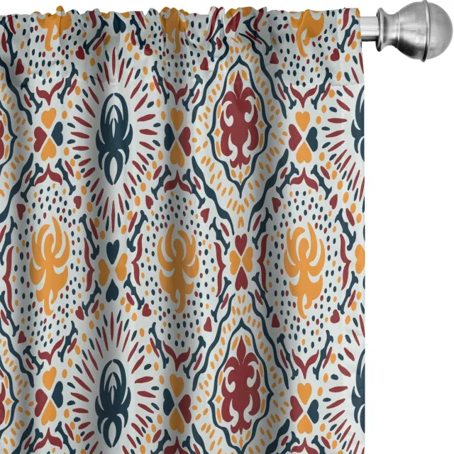 ABAKUHAUS Boho Gordijnen – Chevronpatroon – 2x75x245 cm – Oranje Burgund