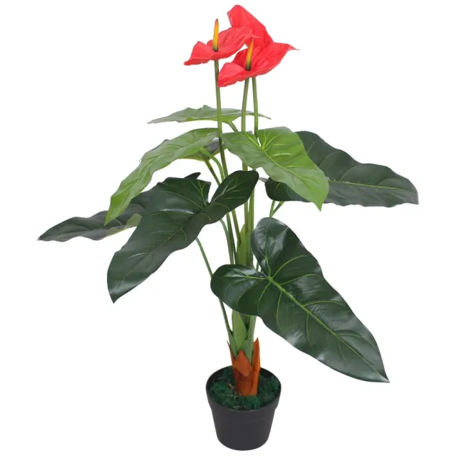 vidaXL Kunst anthurium plant met pot 90 cm rood en geel