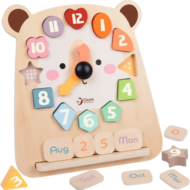 Classic World Houten Klok Beer Multi kleuren