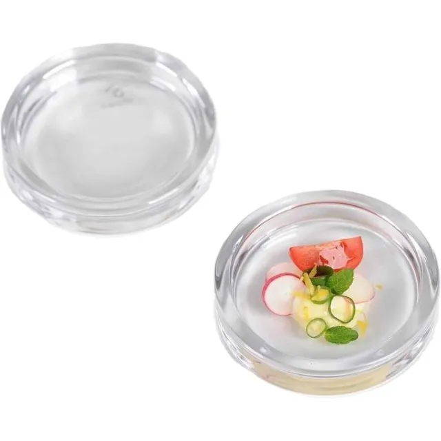 Rasteli Kaarsenhouder - glas - transparant - D14,5 x H2 cm - 2 stuks