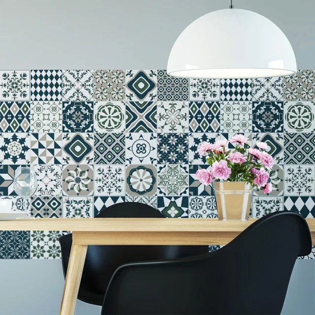 Ambiance Sticker Zelfklevende tegelmuurstickers voor keuken en badkamer - 60 Jeromea Azulejos tegelstickers - 60 stickers 15x15cm Multi color