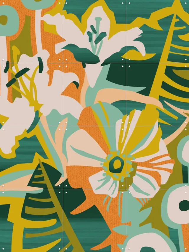 IXXI It's Okay, Megan Gallagher - 60 x 80 cm - Grote wanddecoratie en posters - Kleurrijk, Grafisch Ontwerp, Digitale Kunst, Illustraties, Woonkamer Oranje / Groen