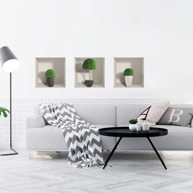 Ambiance Sticker 3D-effect plantenstickers, buxuspotten, 30 x 90 cm Multi color