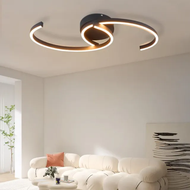 Glitzerlife Plafondlamp Plafondverlichting - Dimbare LED - Sterrenhemel Design - Met Afstandsbediening - Modern Rond - Ø46,5 cm - Zwart