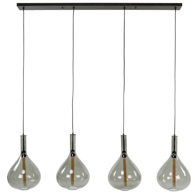 Nest of Nora Hanglamp 4-lichts glas smoke - Zwart Donkergrijs