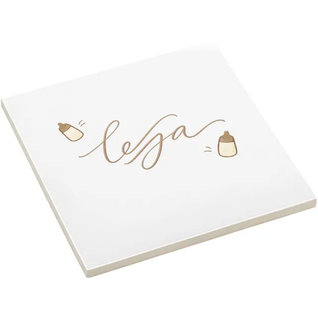 Mr Cadeautjes Fototegel Een zachte, minimalistische babyprint met een centrale boods - 15 x 15 cm, keramiek - keuken, badkamer, decoratie | cadeau Wit
