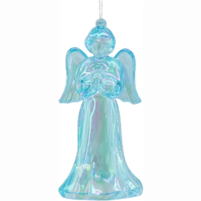 Housevitamin Blauwe Engel Kersthanger – Acryl Kerstboomversiering – Glitter Blauw Ornament – Breukvrije Kerstdecoratie – 6×5,5×11 cm