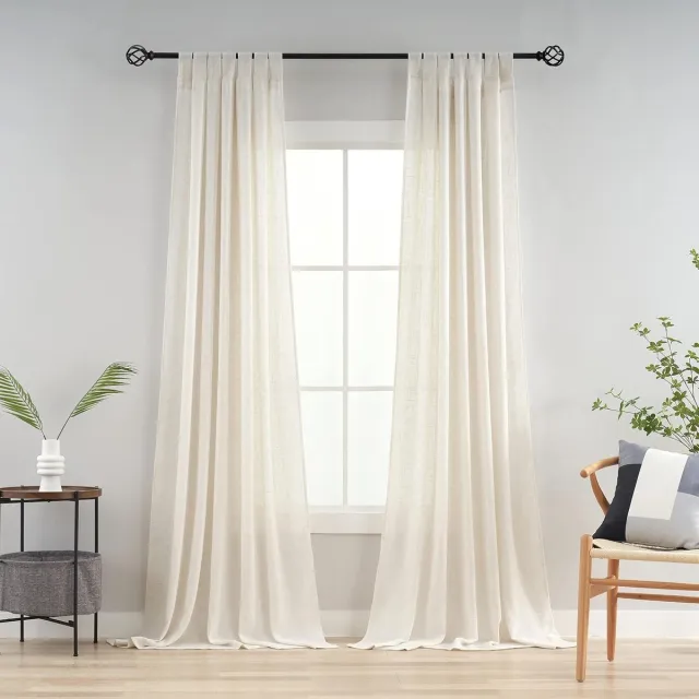 Ibenzoa Natuurlijke Linnen Gordijnenset – Twee Panelenset voor Slaapkamer Decoratie naturel
