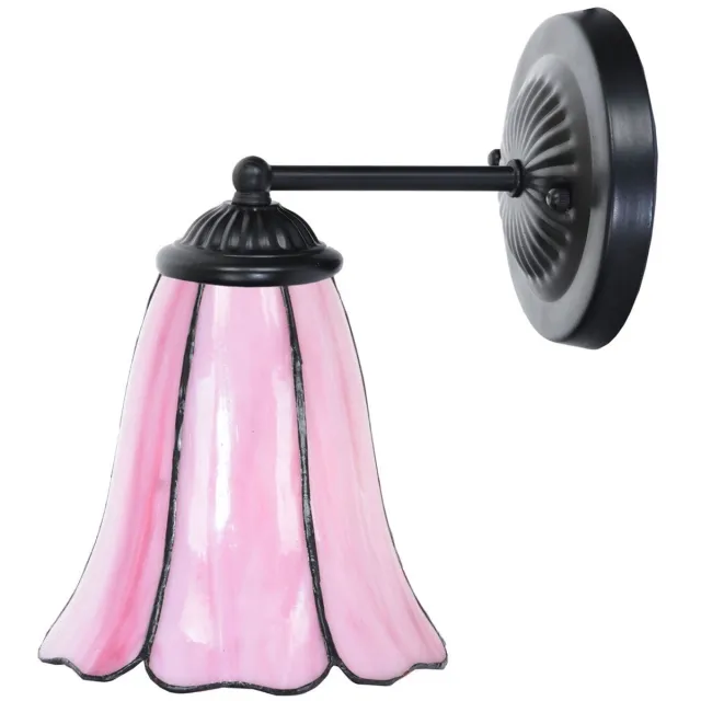 Coloured by Art Tiffany wandlamp zwart met Liseron Pink - Art Deco Trade Roze