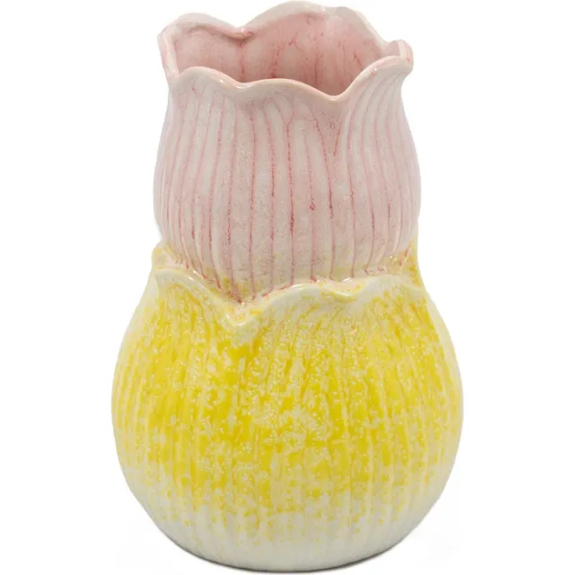 homebound by ky Aardewerk vaas tulp roze | 11,5x11,5x16,5cm | bloemenvaas keramiek bloem roze Multi