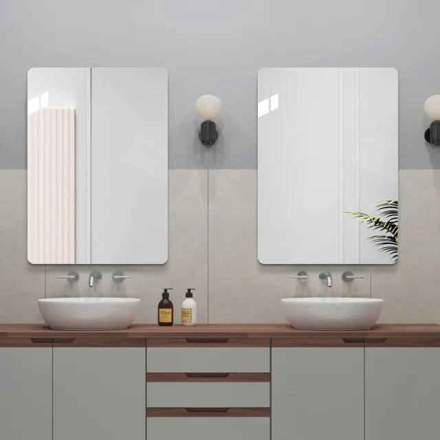 DESMIU Badkamerspiegel Wandspiegel – 50 x 70 cm – Zonder Lijst – Glas – Zilver – Horizontaal of Verticaal Ophangen – 5 mm Spiegelglas Silver