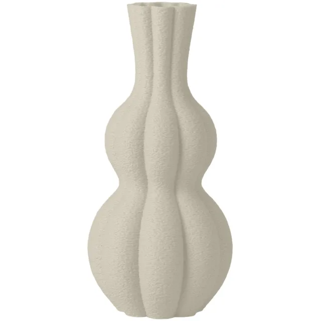 Layvo EMBER Vaas - Crème - D12 x H25 cm - droogbloemen vaas - organische vaas - gerecycled plastic