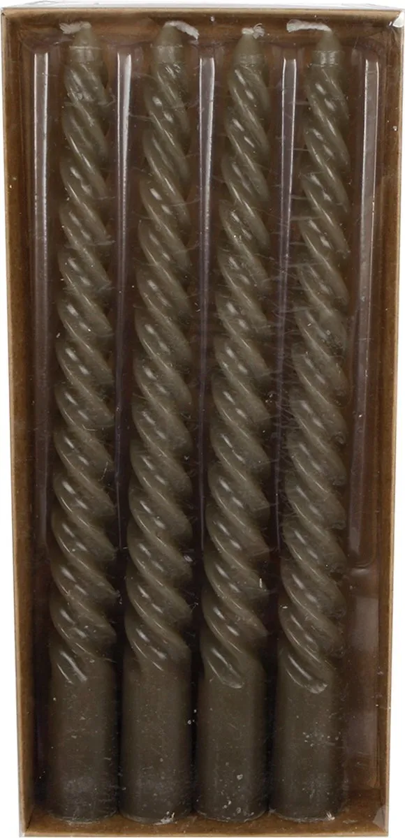 Gifts Amsterdam Tafelkaars Twist – Set van 4 Gedraaide Kaarsen - Donkergrijs