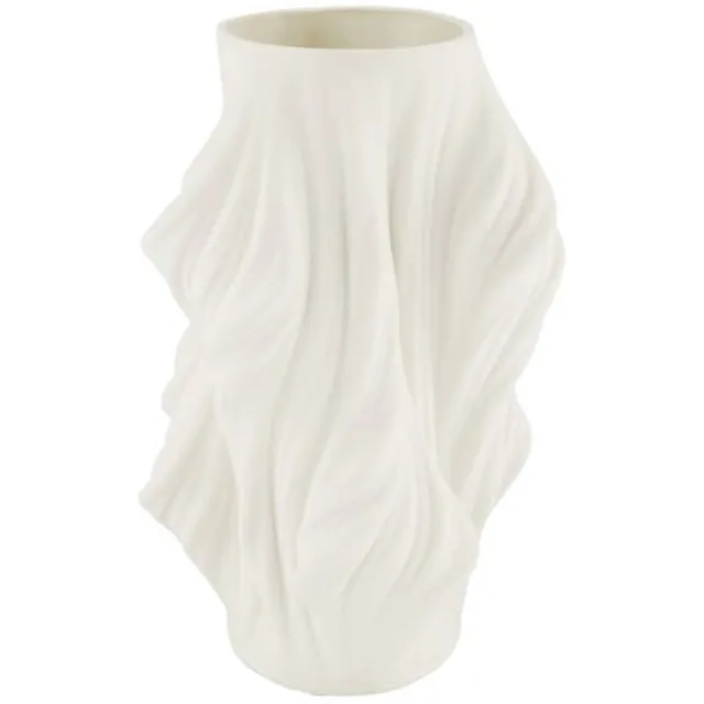 Youna Label Vaas - Keramiek - Wit - 3D Golvend Design - 28 cm