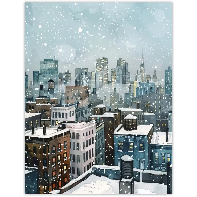 Unyqoos Grote muurposter met winterse stadsgezichten van New York voor woonkamer meerdere