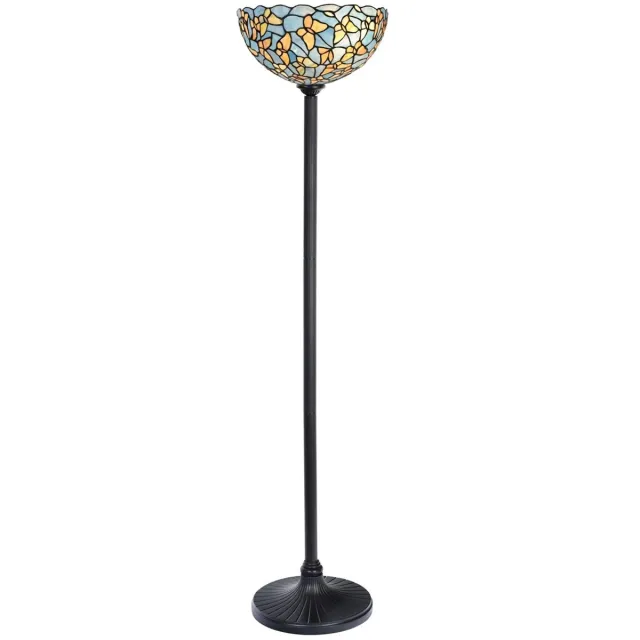 Coloured by Art Tiffany Vloerlamp Zwart met Fly Away Ø 35 - Art Deco Trade