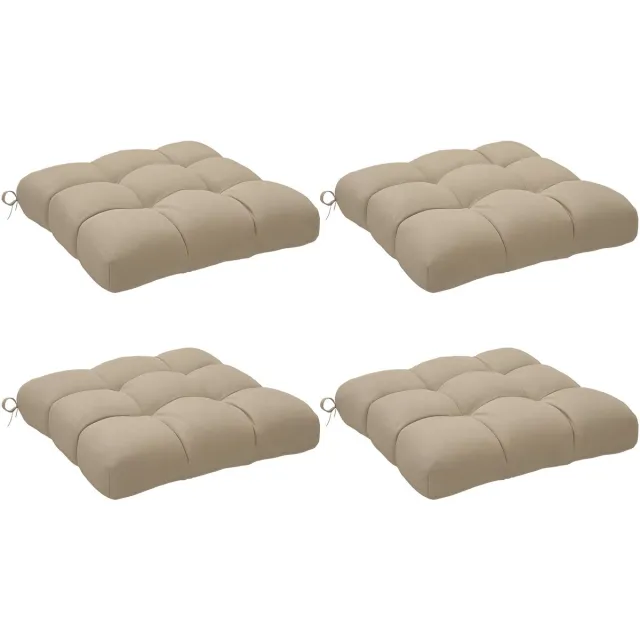 Outsunny Outdoor Zitkussenset - Stof - 48x48x10cm - Khaki