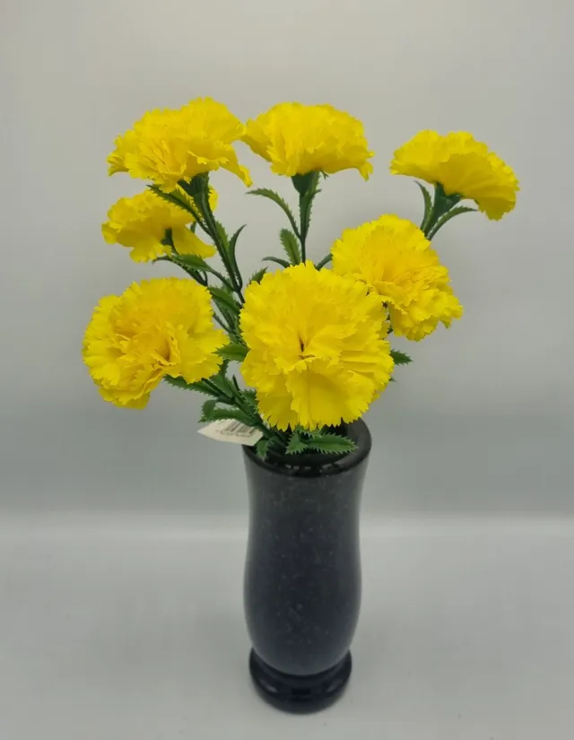 Bomm Boeket - Anjer - U985-m4 - 49cm - Geel - Grafdecoratie - Zijdenbloemen - Kunstbloemen