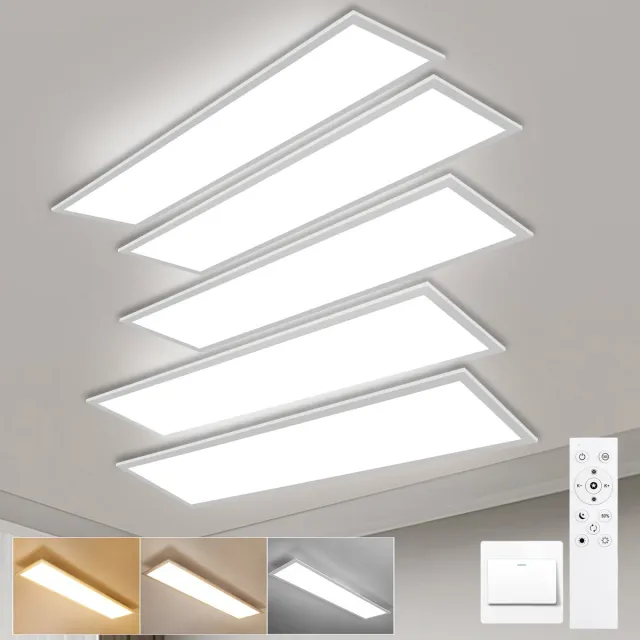 Oraymin 5 Stuks LED Plafondlamp Paneel 120x30 cm - 40W Dimbare Lamp - Met Afstandsbediening Wit