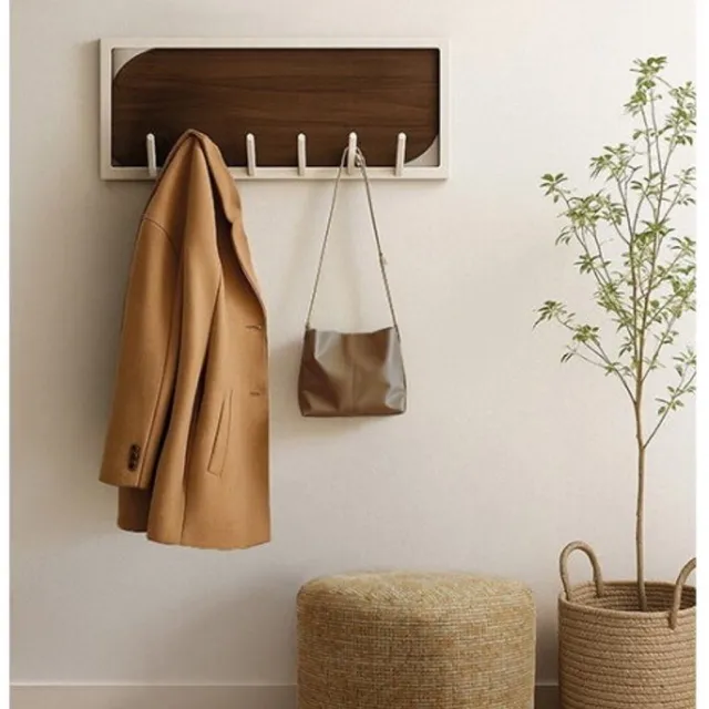 MySons Kapstok Santa Cruz mangohout met 7 haken - 60x5x24 cm - Walnoot