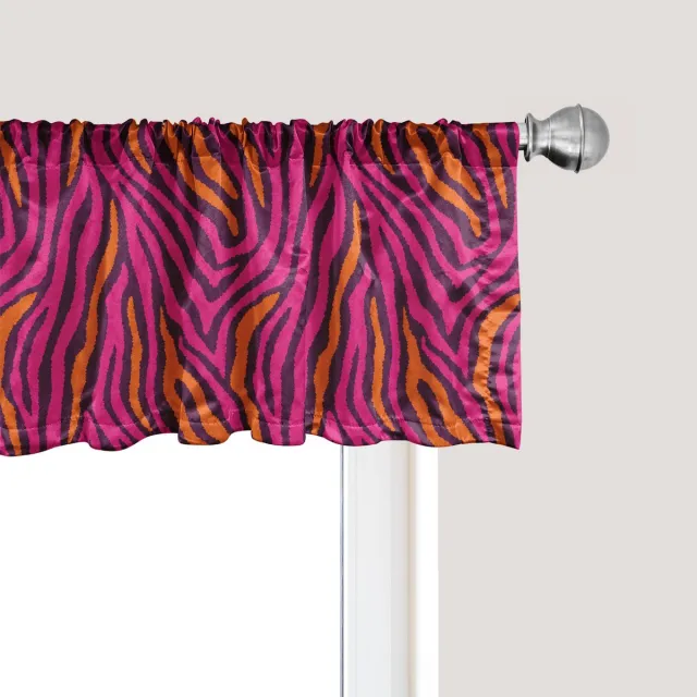 ABAKUHAUS Safari raamvalletje, gordijnvalletje voor keuken en slaapkamer met tunnelzoom, 137 cm x 30 cm, roze pruim oranje Roze pruim sinaasappel