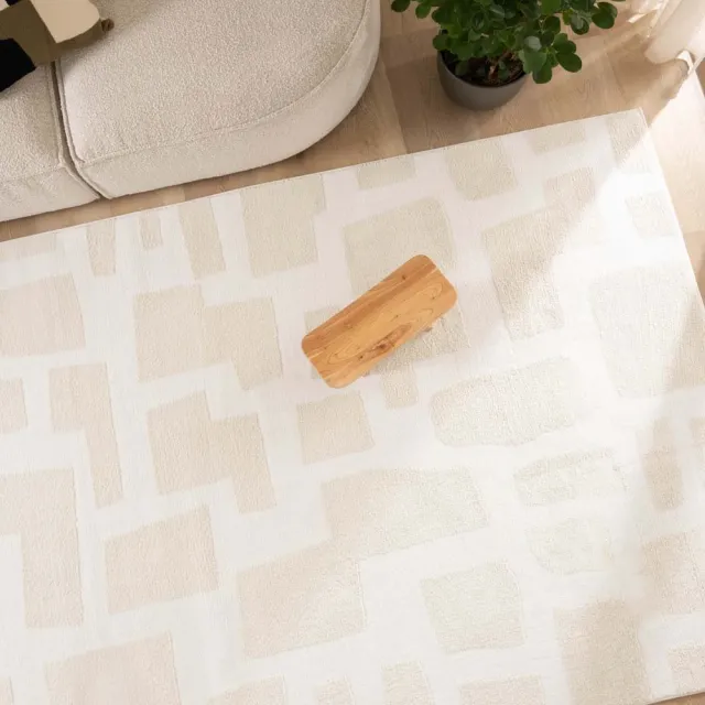 Nordic Weavers Vierkant vloerkleed Scandinavisch - Contour Stone crème 100x100