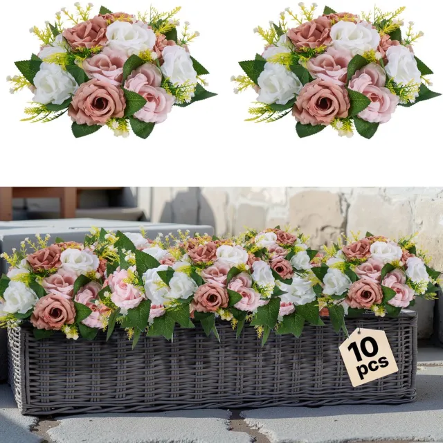 Vevor Kunstbloemen Ballen Bruiloft Bloemstuk 24x24x12cm Roze/Wit
