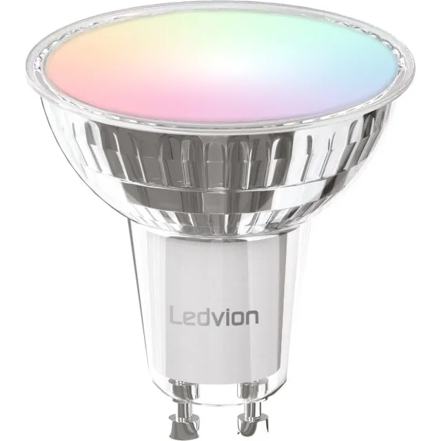 LEDVION Smart RGB+CCT GU10 LED Spot - 4,9W - 345L - Dimbaar - Wifi-Alexa & Google Home